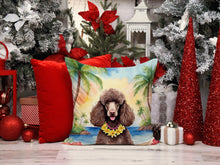 Load image into Gallery viewer, Chocolate Poodle Luau Throw Pillow - 14x14 Decorative Pillow – Art for Your Home &amp; Patio