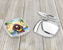 Load image into Gallery viewer, Chocolate Poodle Luau Compact Mirror – Stylish Purse Mirror with Artistic Covers