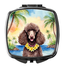 Load image into Gallery viewer, Chocolate Poodle Luau Compact Mirror – Stylish Purse Mirror with Artistic Covers