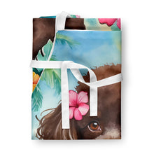 Load image into Gallery viewer, Chocolate Poodle Luau Apron – Artist-Designed Kitchen, BBQ &amp; Craft Apron