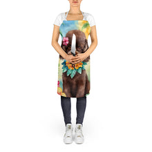 Load image into Gallery viewer, Chocolate Poodle Luau Apron – Artist-Designed Kitchen, BBQ &amp; Craft Apron