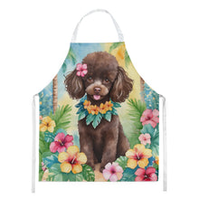 Load image into Gallery viewer, Chocolate Poodle Luau Apron – Artist-Designed Kitchen, BBQ &amp; Craft Apron