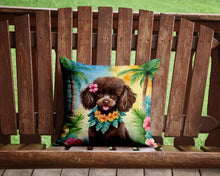 Load image into Gallery viewer, Chocolate Poodle Luau Throw Pillow - 14x14 Decorative Pillow – Art for Your Home &amp; Patio
