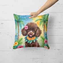 Load image into Gallery viewer, Chocolate Poodle Luau Throw Pillow