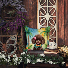 Load image into Gallery viewer, Chocolate Poodle Luau Throw Pillow