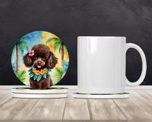 Load image into Gallery viewer, Chocolate Poodle Luau Large Sandstone Coasters Pack of 4