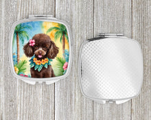 Load image into Gallery viewer, Chocolate Poodle Luau Compact Mirror – Stylish Purse Mirror with Artistic Covers