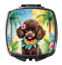 Load image into Gallery viewer, Chocolate Poodle Luau Compact Mirror – Stylish Purse Mirror with Artistic Covers