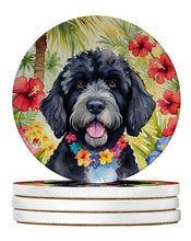Load image into Gallery viewer, Portuguese Water Dog Luau Large Sandstone Coasters Pack of 4