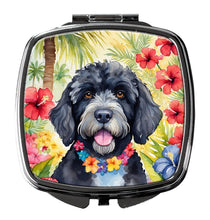 Load image into Gallery viewer, Portuguese Water Dog Luau Compact Mirror – Stylish Purse Mirror with Artistic Covers