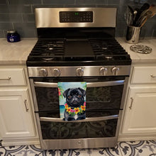 Load image into Gallery viewer, Black Pug Luau Kitchen Towel