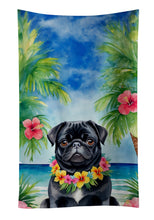 Load image into Gallery viewer, Black Pug Luau Kitchen Towel
