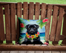 Load image into Gallery viewer, Black Pug Luau Throw Pillow - 14x14 Decorative Pillow – Art for Your Home &amp; Patio