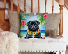 Load image into Gallery viewer, Black Pug Luau Throw Pillow - 14x14 Decorative Pillow – Art for Your Home &amp; Patio