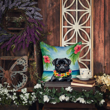 Load image into Gallery viewer, Black Pug Luau Throw Pillow - 14x14 Decorative Pillow – Art for Your Home &amp; Patio