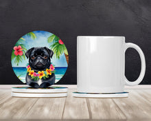 Load image into Gallery viewer, Black Pug Luau Large Sandstone Coasters Pack of 4
