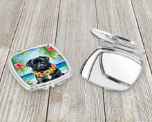 Load image into Gallery viewer, Black Pug Luau Compact Mirror – Stylish Purse Mirror with Artistic Covers