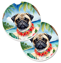Load image into Gallery viewer, Pug Luau Car Coasters – Set of 2 - Absorbent Stone with Fun &amp; Functional Artwork