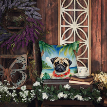 Load image into Gallery viewer, Pug Luau Throw Pillow - 14x14 Decorative Pillow – Art for Your Home &amp; Patio