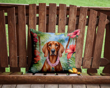 Load image into Gallery viewer, Redbone Coonhound Luau Throw Pillow - 14x14 Decorative Pillow – Art for Your Home &amp; Patio