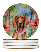 Load image into Gallery viewer, Redbone Coonhound Luau Large Sandstone Coasters Pack of 4