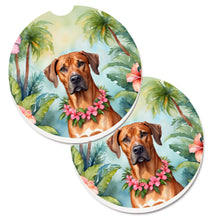 Load image into Gallery viewer, Rhodesian Ridgeback Luau Car Coasters – Set of 2 - Absorbent Stone with Fun &amp; Functional Artwork