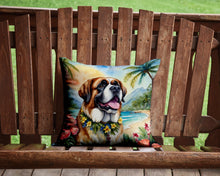 Load image into Gallery viewer, Saint Bernard Luau Throw Pillow - 14x14 Decorative Pillow – Art for Your Home &amp; Patio
