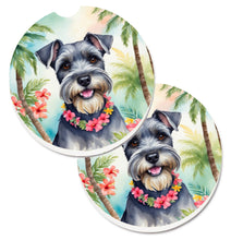 Load image into Gallery viewer, Schnauzer Luau Car Coasters – Set of 2 - Absorbent Stone with Fun &amp; Functional Artwork
