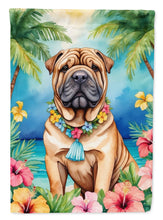 Load image into Gallery viewer, Shar Pei Luau Garden Flag – Tropical Dog Decor with Hibiscus &amp; Palm Leaves