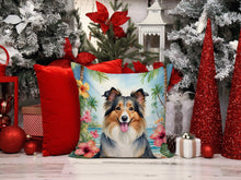 Load image into Gallery viewer, Sheltie Luau Throw Pillow - 14x14 Decorative Pillow – Art for Your Home &amp; Patio