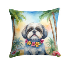 Load image into Gallery viewer, Shih Tzu Luau Throw Pillow - 14x14 Decorative Pillow – Art for Your Home &amp; Patio
