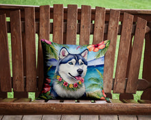 Load image into Gallery viewer, Siberian Husky Luau Throw Pillow - 14x14 Decorative Pillow – Art for Your Home &amp; Patio