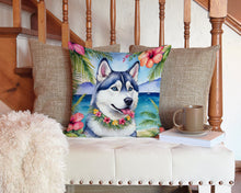 Load image into Gallery viewer, Siberian Husky Luau Throw Pillow - 14x14 Decorative Pillow – Art for Your Home &amp; Patio