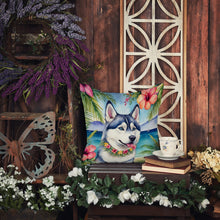 Load image into Gallery viewer, Siberian Husky Luau Throw Pillow - 14x14 Decorative Pillow – Art for Your Home &amp; Patio