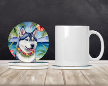 Load image into Gallery viewer, Siberian Husky Luau Large Sandstone Coasters Pack of 4