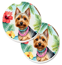 Load image into Gallery viewer, Silky Terrier Luau Car Coasters – Set of 2 - Absorbent Stone with Fun &amp; Functional Artwork