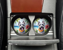 Load image into Gallery viewer, Skye Terrier Luau Car Coasters – Set of 2 - Absorbent Stone with Fun &amp; Functional Artwork