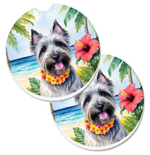 Load image into Gallery viewer, Skye Terrier Luau Car Coasters – Set of 2 - Absorbent Stone with Fun &amp; Functional Artwork