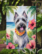 Load image into Gallery viewer, Skye Terrier Luau Garden Flag – Tropical Dog Decor with Hibiscus &amp; Palm Leaves