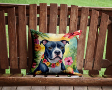 Load image into Gallery viewer, Staffordshire Bull Terrier Luau Throw Pillow - 14x14 Decorative Pillow – Art for Your Home &amp; Patio