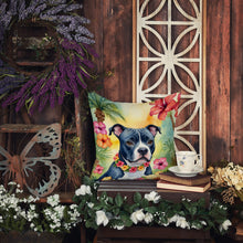 Load image into Gallery viewer, Staffordshire Bull Terrier Luau Throw Pillow - 14x14 Decorative Pillow – Art for Your Home &amp; Patio