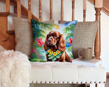 Load image into Gallery viewer, Sussex Spaniel Luau Throw Pillow - 14x14 Decorative Pillow – Art for Your Home &amp; Patio