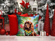Load image into Gallery viewer, Sussex Spaniel Luau Throw Pillow - 14x14 Decorative Pillow – Art for Your Home &amp; Patio