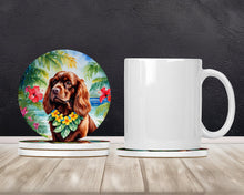Load image into Gallery viewer, Sussex Spaniel Luau Large Sandstone Coasters Pack of 4