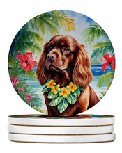 Load image into Gallery viewer, Sussex Spaniel Luau Large Sandstone Coasters Pack of 4
