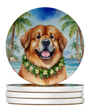 Load image into Gallery viewer, Tibetan Mastiff Luau Large Sandstone Coasters Pack of 4