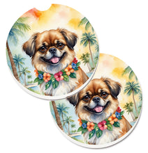 Load image into Gallery viewer, Tibetan Spaniel Luau Car Coasters – Set of 2 - Absorbent Stone with Fun &amp; Functional Artwork