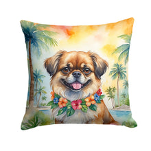Load image into Gallery viewer, Tibetan Spaniel Luau Throw Pillow - 14x14 Decorative Pillow – Art for Your Home &amp; Patio