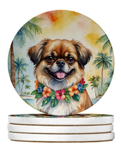 Load image into Gallery viewer, Tibetan Spaniel Luau Large Sandstone Coasters Pack of 4