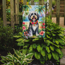 Load image into Gallery viewer, Tibetan Terrier Luau Garden Flag – Tropical Dog Decor with Hibiscus &amp; Palm Leaves
